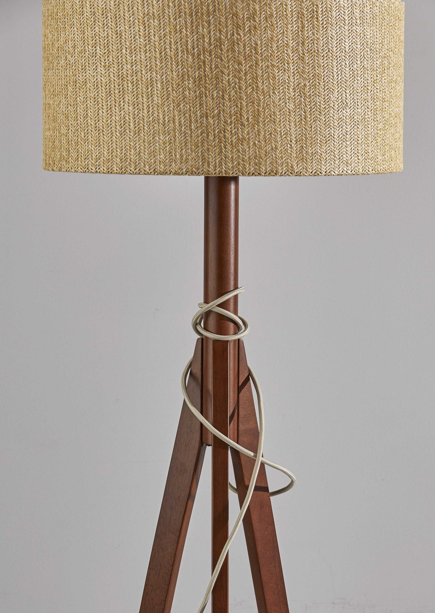 59" Tripod Floor Lamp With Brown Drum Shade
