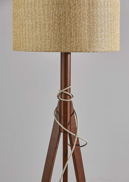 59" Tripod Floor Lamp With Brown Drum Shade