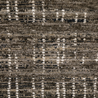 8' X 11' Charcoal Grey Grey Ivory Tan And Brown Abstract Power Loom Stain Resistant Area Rug