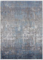 5' X 8' Blue Gray And Silver Abstract Power Loom Distressed Area Rug With Fringe