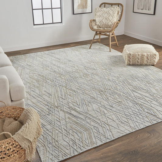 10' X 14' Gray And Blue Abstract Hand Woven Area Rug