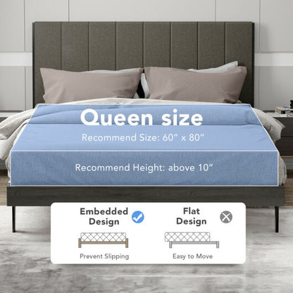 Queen Size Upholstered Bed Frame with Tufted Headboard - Color: Gray