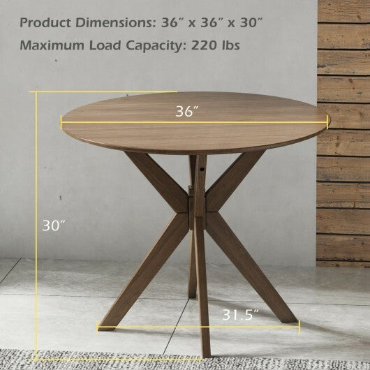 36 Inch Round Wood Dining Table with Intersecting Pedestal Base - Color: Walnut